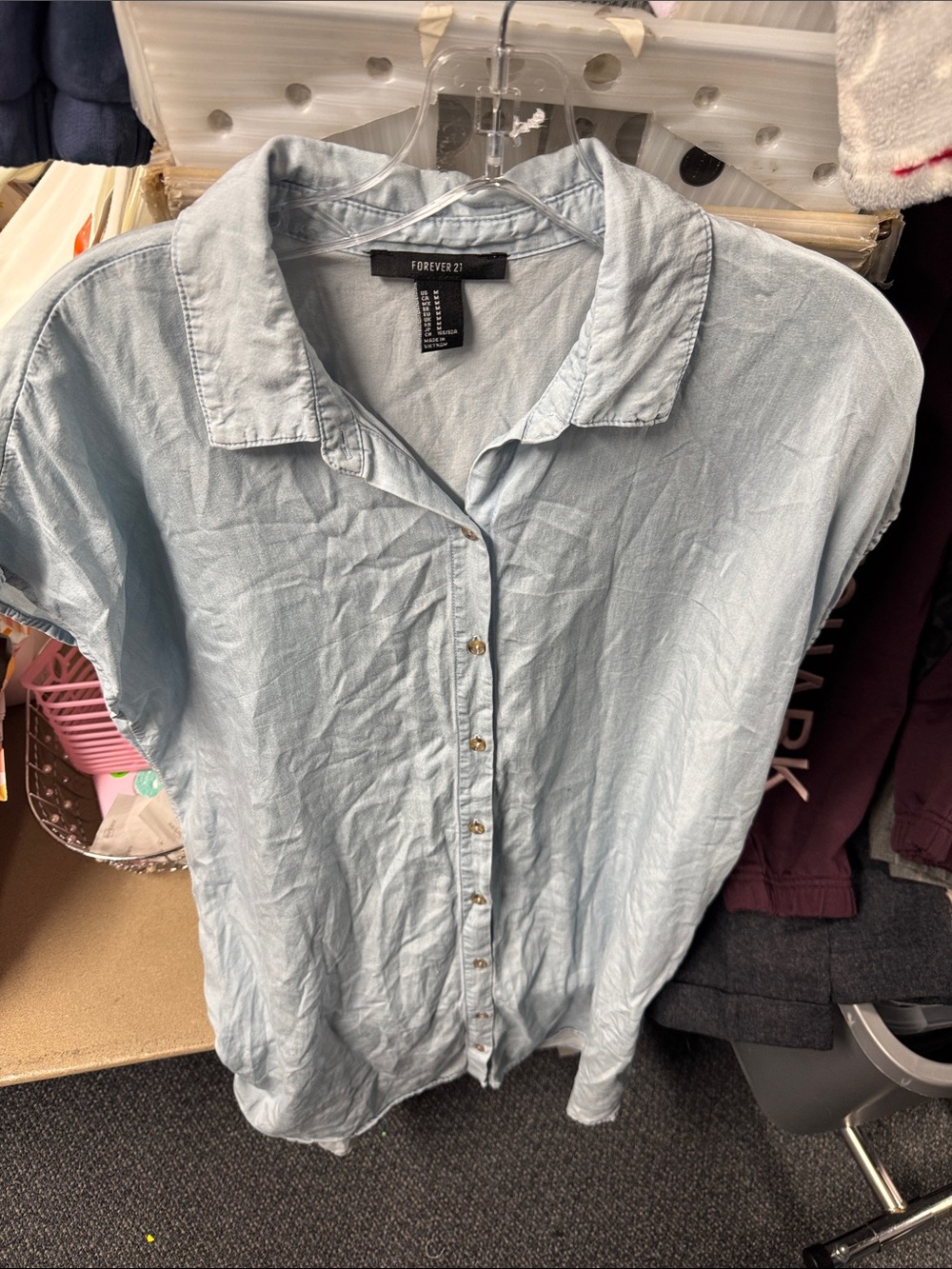 Forever 21 chambray button down dress M // 092672